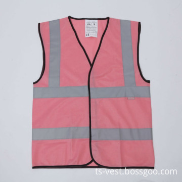 High Visible Clothing Pink Safety Vests With Zipper Highlight Reflective Stripe EN471 Women's Clothing Traffic Vest